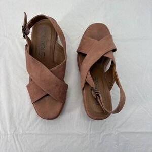 Boutique by Corkys Lenox Mauve Faux Suede Platform Wedge Sandals Womens 9